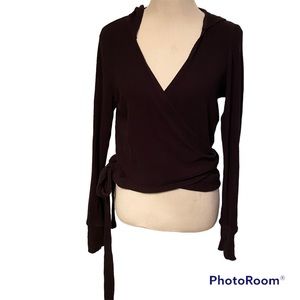 GYMSHARK TOP WRAP LONG SLEEVE HOODIE BLACK RIBBED SIZE S